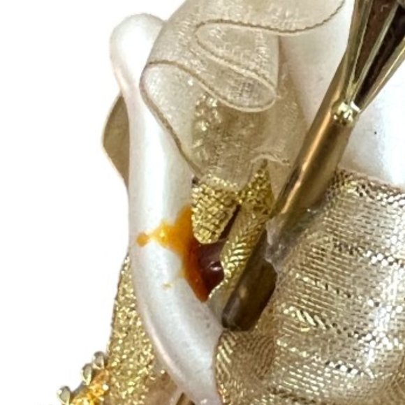 Vtg SOFFIERIA DE CARLINI Handblown Glass Gold Angel Tree Topper Wand Curls Italy - Picture 13 of 15